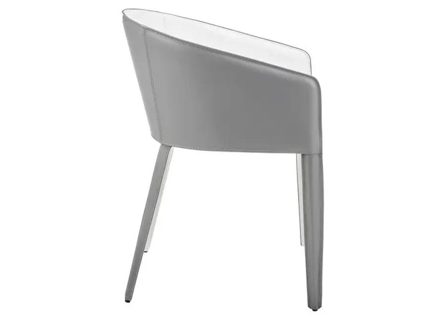 Casey Leatherette Armchair - Grey/White