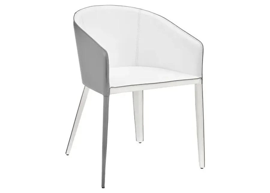 Casey Leatherette Armchair - Grey/White