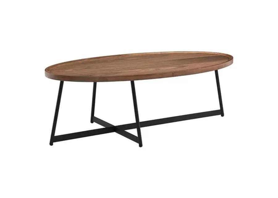 Rey 47" Oval Coffee Table - Walnut - Brown