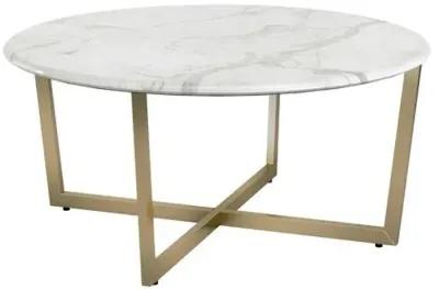 Tiffiani 36" Round Coffee Table - White/Gold