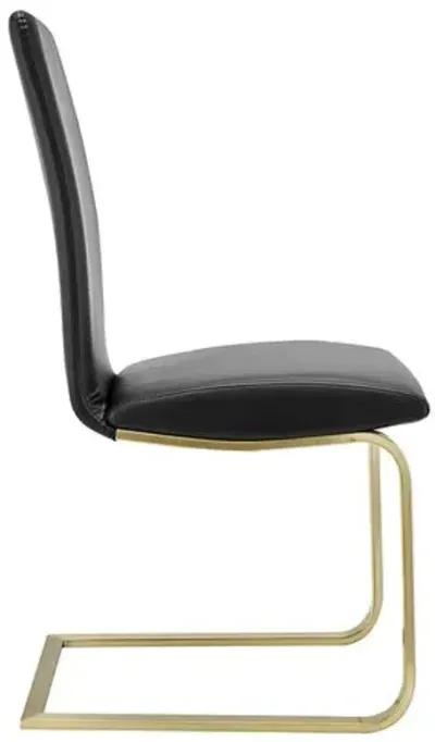 Set of 2 Mia Leatherette Side Chairs - Black/Gold