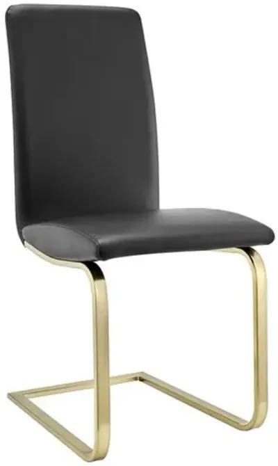 Set of 2 Mia Leatherette Side Chairs - Black/Gold