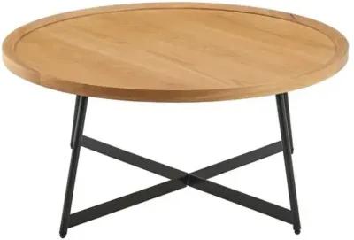 Rey 35" Round Coffee Table - Oak - Brown