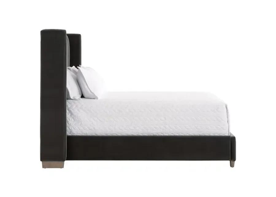 Bing Velvet Wingback Bed - Gray