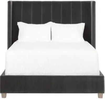 Bing Velvet Wingback Bed - Gray