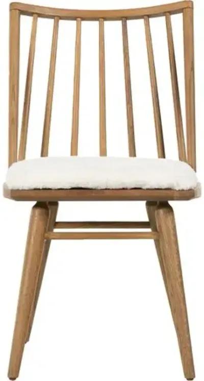 Brody Windsor Dining Chair - Natural/Sheepskin - White