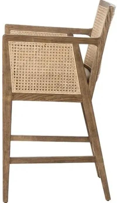 Aimee Cane Counter Stool - Natural/Flax