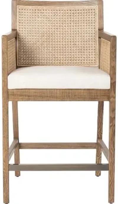 Aimee Cane Counter Stool - Natural/Flax