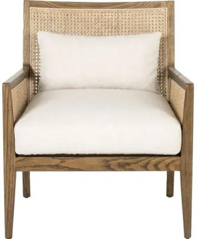 Aimee Cane Lounge Chair - Natural/Flax - White