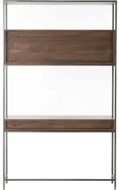 Drew Modular Wall Desk - Iron/Auburn - Brown