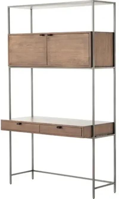 Drew Modular Wall Desk - Iron/Auburn - Brown