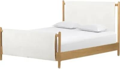 Cruz Upholstered Bed - Natural/Sheepskin - White