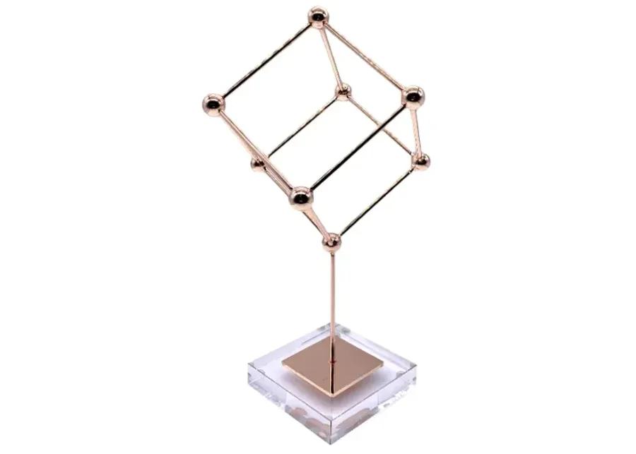 Polished Copper Cube Sculpture - Pilar Collection - Clear