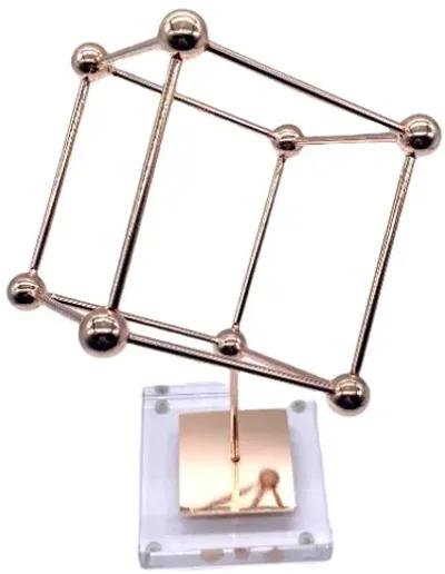 Polished Copper Cube Sculpture - Pilar Collection - Clear