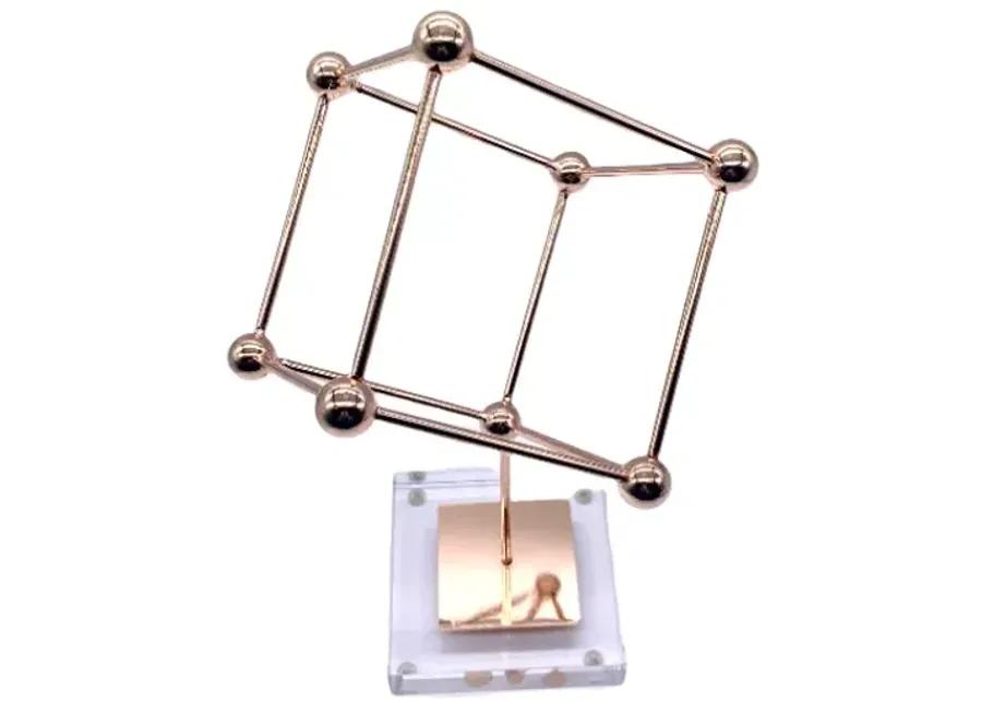 Polished Copper Cube Sculpture - Pilar Collection - Clear