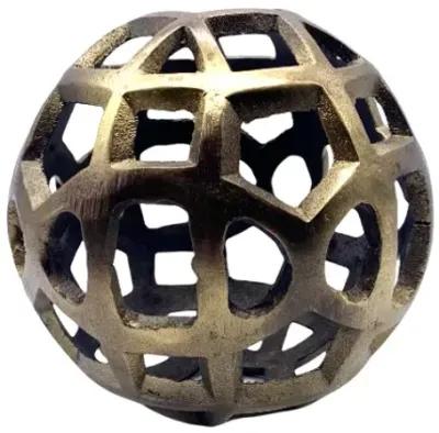 Pierced Gold Metal Sphere Sculpture - Pilar Collection - Brown