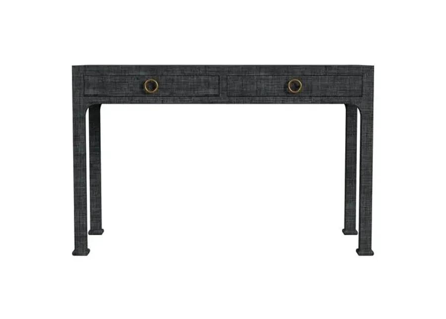 Kos Raffia 2-Drawer Desk - Gray