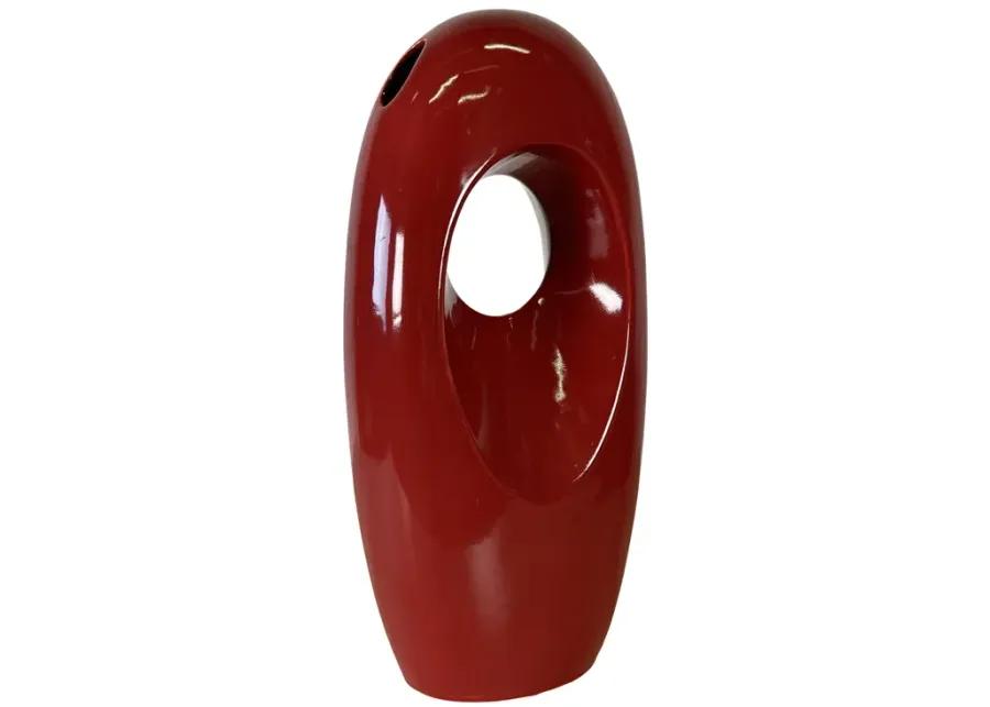 1980s Red Sculptural Ceramic Vase - 2-b-Modern