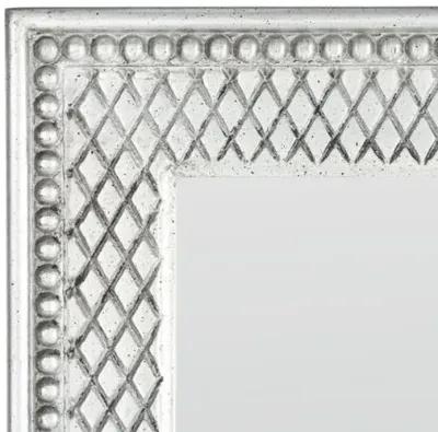 Chloe Carved Rectangular Floor Mirror - Silver Leaf