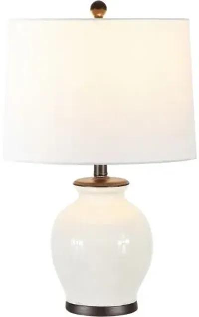 Olivia Ceramic Table Lamp - Ivory/Warm Brown