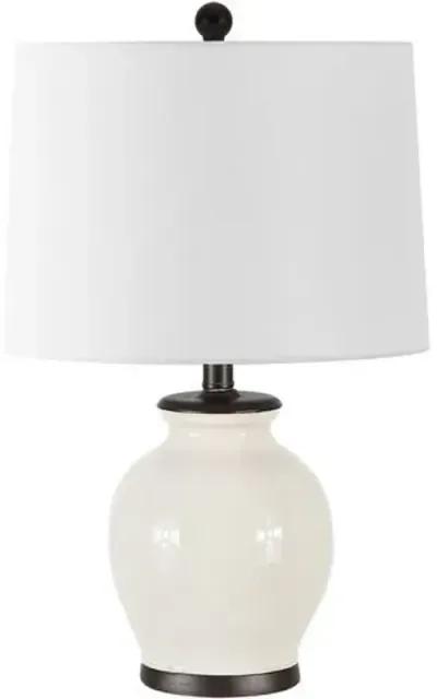 Olivia Ceramic Table Lamp - Ivory/Warm Brown