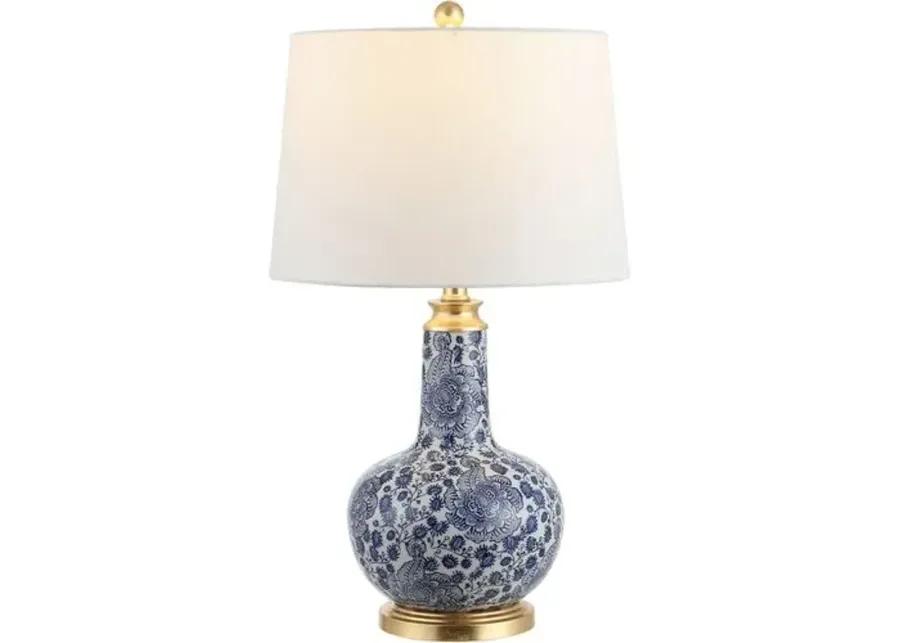 Lisa Ceramic Table Lamp - Blue Rosette