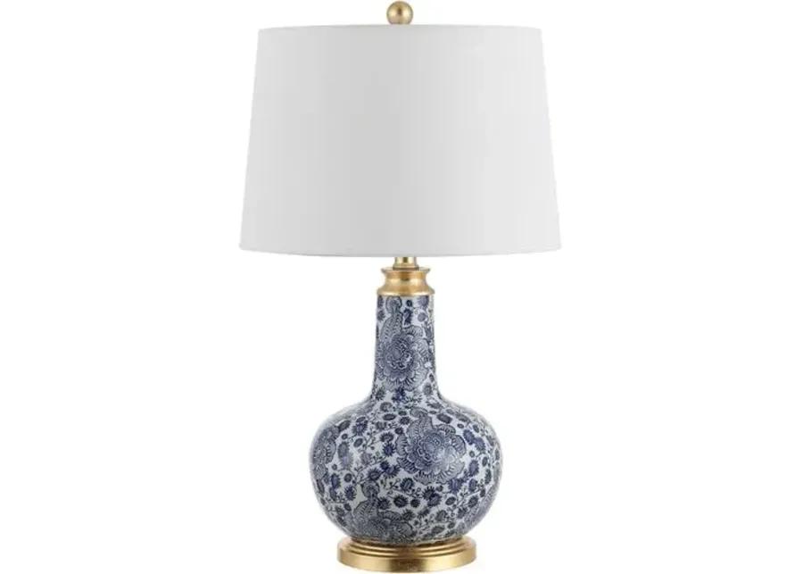 Lisa Ceramic Table Lamp - Blue Rosette