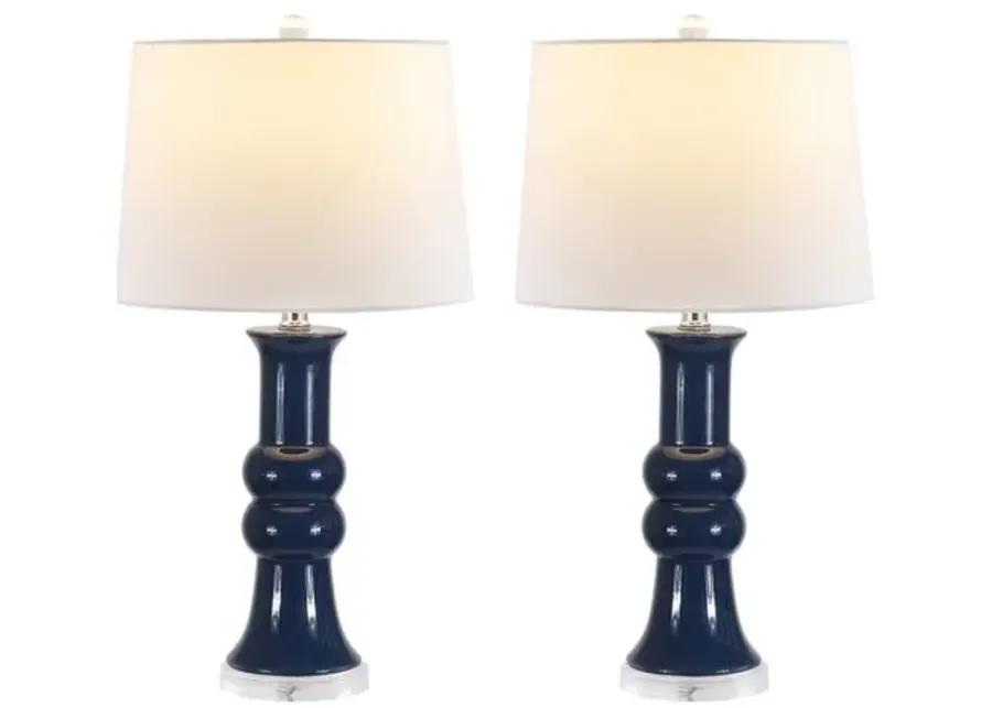 Set of 2 Lexi Ceramic Table Lamps - Navy Blue