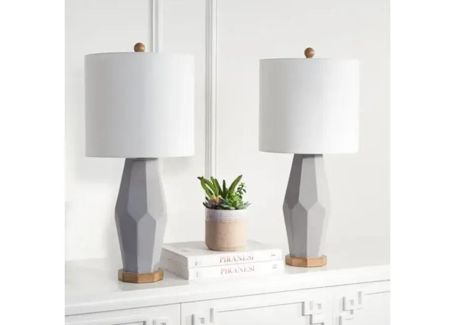 Set of 2 Logan Geometric Table Lamps - Gray/Natural