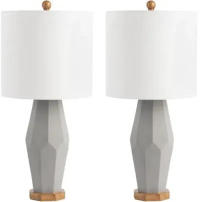 Set of 2 Logan Geometric Table Lamps - Gray/Natural