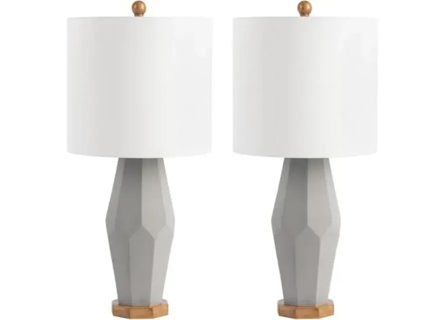 Set of 2 Logan Geometric Table Lamps - Gray/Natural