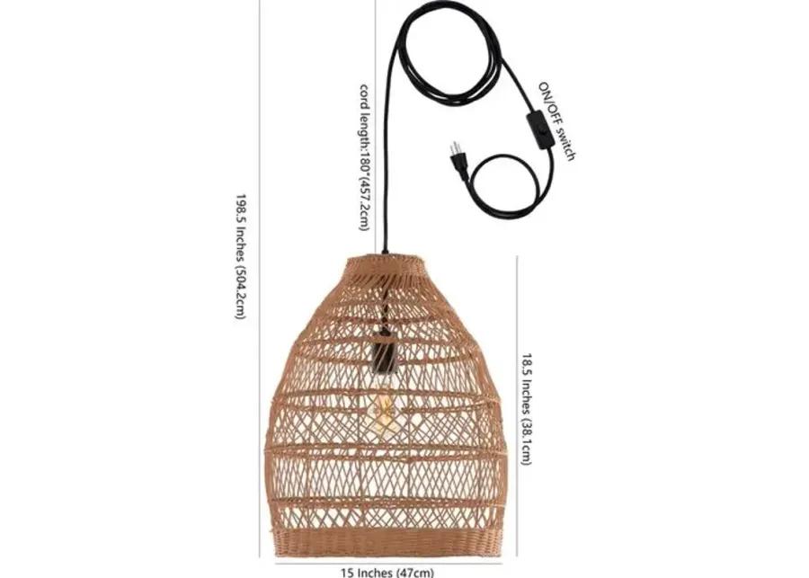 Elisa Woven Pendant - Natural Rattan - Brown