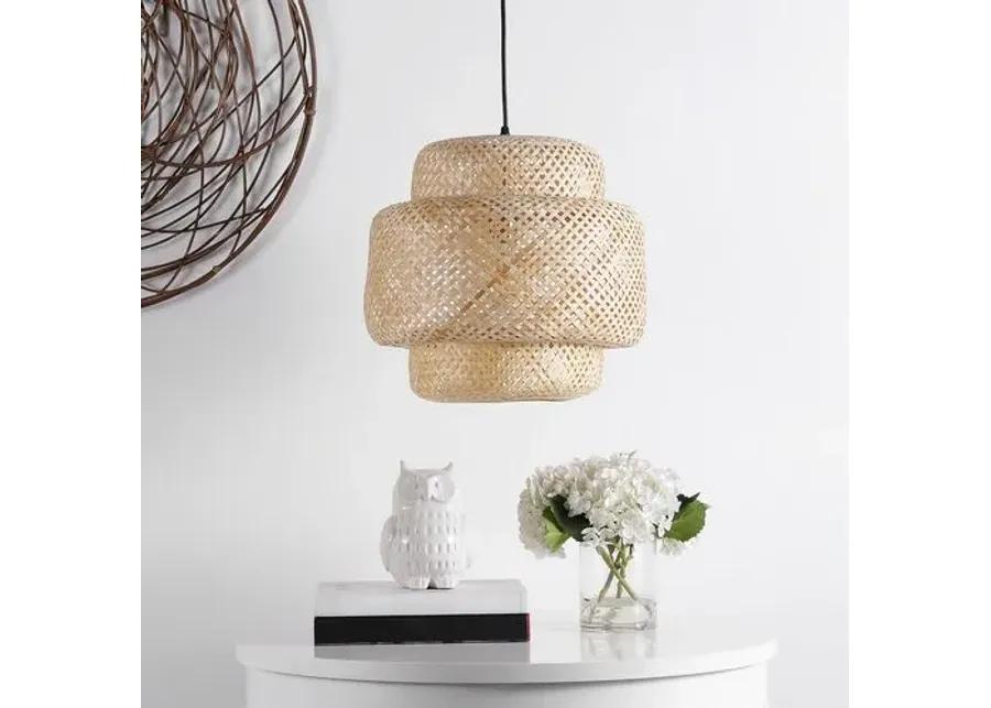 Klarise Basket-Woven Pendant - Natural Rattan - Beige