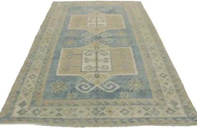 Vintage Turkish Oushak Rug - 4'5 x 6'7 - Esmaili Rugs & Antiques - Blue - Blue