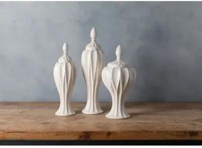 Set of 3 Wadsworth Decorative Jar - Cream - Ivory