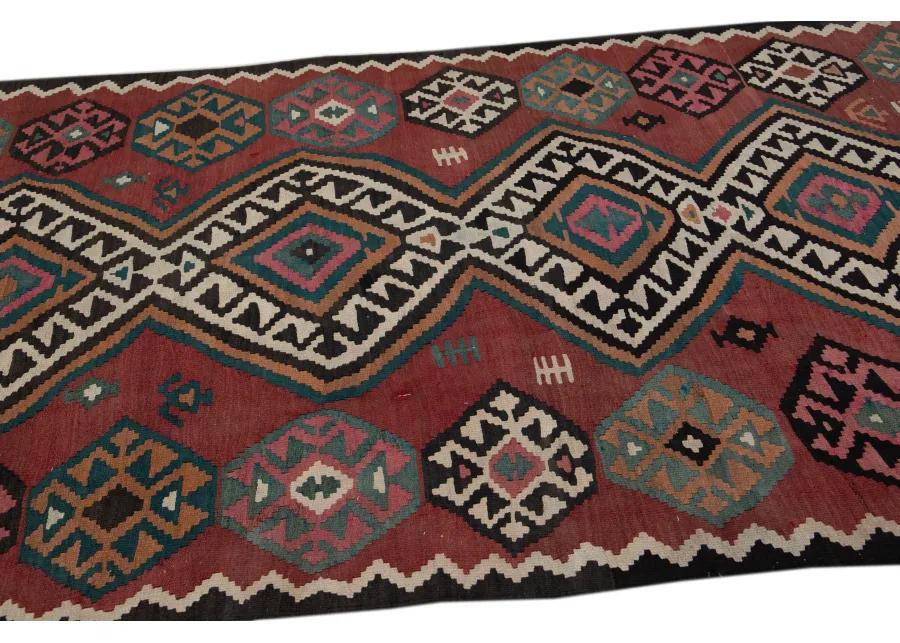 Kilim Handmade Red Wool Runner - Apadana