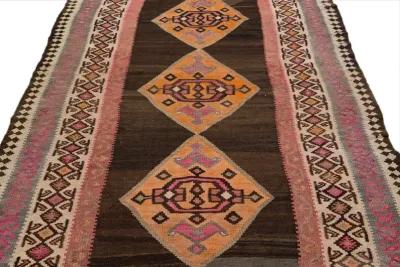 Kilim Handmade Brown Wool Runner - Apadana