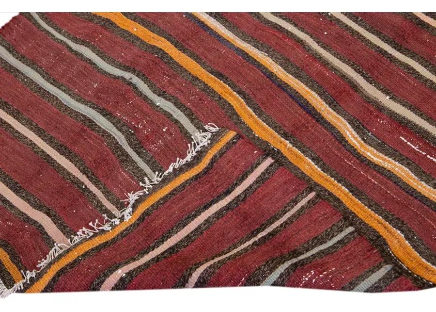 Striped Brown Wool Runner - Apadana