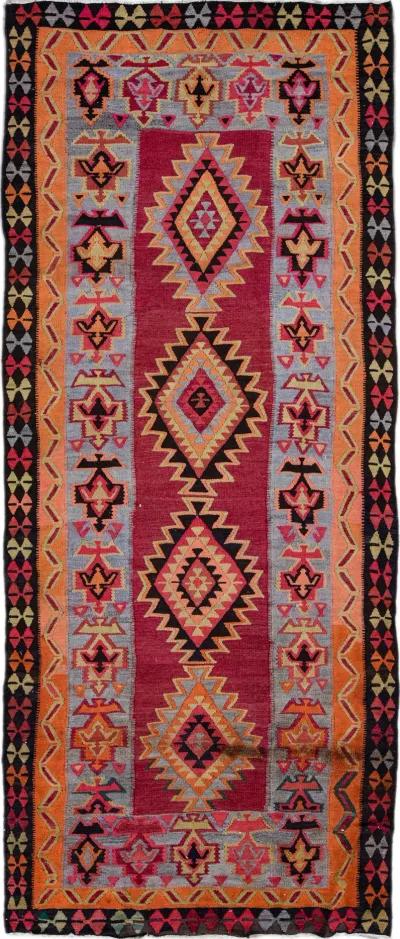 Red Kilim Handmade Wool Runner - Apadana