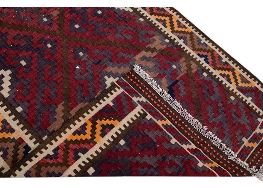 Red Kilim Handmade Wool Runner - Apadana