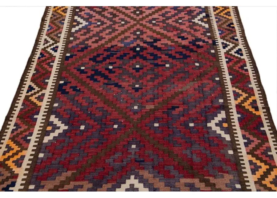 Red Kilim Handmade Wool Runner - Apadana