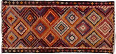 Kilim Orange Tribal Wool Runner - Apadana