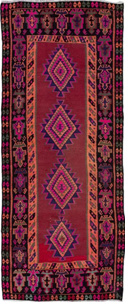 Kilim Red Handmade Wool Runner - Apadana - Pink