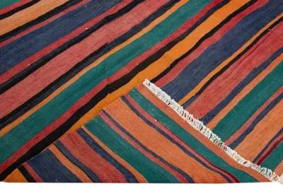 Kilim Striped Wool Rug - Apadana - Yellow - Yellow