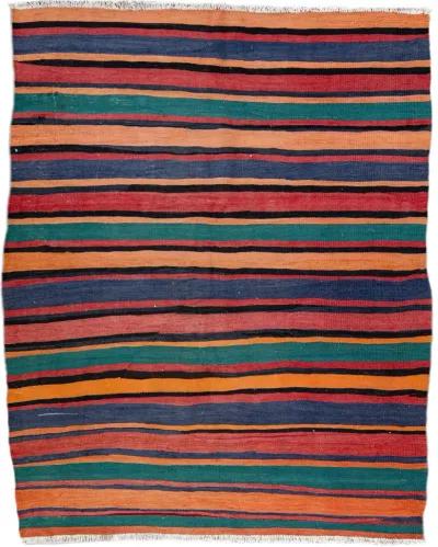 Kilim Striped Wool Rug - Apadana - Yellow - Yellow