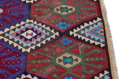 Kilim Multicolor Wool Runner - Apadana - Purple