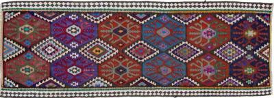 Kilim Multicolor Wool Runner - Apadana - Purple