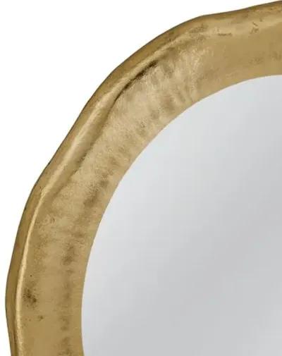 Shayna Round Wall Mirror - Antique Gold - Handcrafted