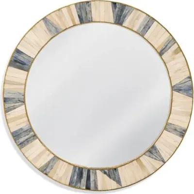 Kara Round Bone Wall Mirror - Natural/Gray