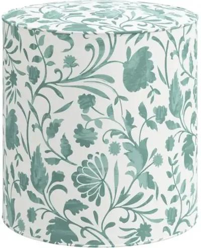 Harper Vine Floral Ottoman - Green